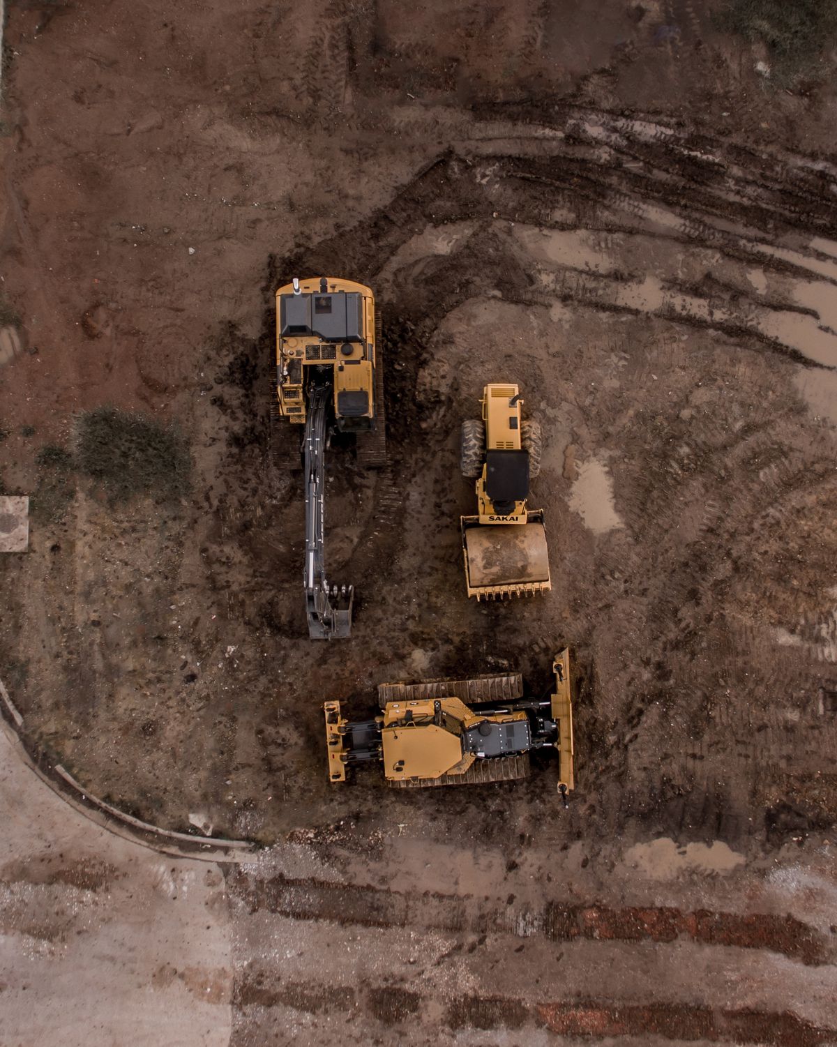 Commercial drone operation over a construction and development site