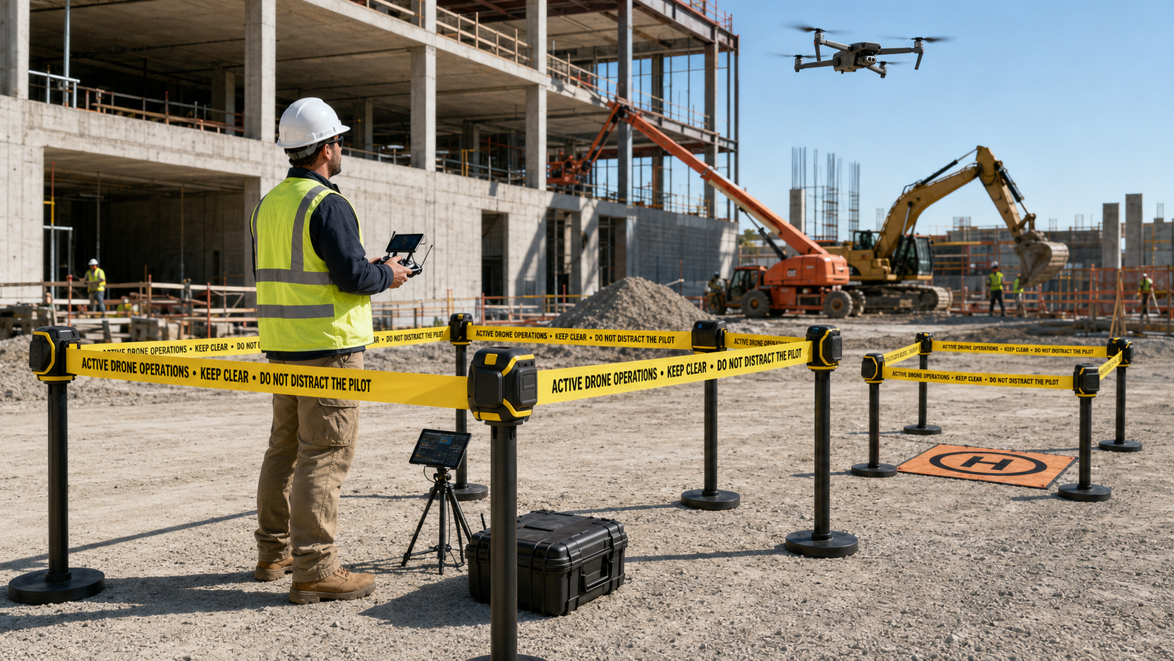 Professional drone operation safety perimeter